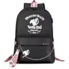Mochila escolar USB de dibujos animados transfronteriza de cola de hadas para jóvenes de primaria y secundaria, mochila casual con cinta para hombres y mujeres