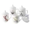 Taza de Agua de Cerámica Doméstica de Jingdezhen de Porcelana Fina con Tapa, Juego para Hotel Hotel Oficina Taza para Reuniones Taza de Té