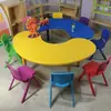Mesa Lunar de Jardín de Infancia Mesa de Juego de Juguete de Plástico para el Hogar Infantil Mesa Curva Ajustable de Aprendizaje para Bebés y Juego de Sillas