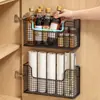 Estante de Almacenamiento de Película Fresca para Puerta de Gabinete de Cocina Caja de Almacenamiento Montada en la Pared Dentro de la Puerta del Gabinete Estante Multifuncional para Condimentos