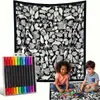 Coloração preto e branco, manta casual para casa, manta multiuso DIY, manta para rabiscar, manta para cochilo, atacado, arte linear pintada à mão, design criativo
