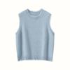 Estilo Nuevo Otoño e Invierno Chaleco Tejido de Lana Pura para Mujer Cuello Redondo Borde Crudo Hilo con Lentejuelas Suelto Jersey sin Mangas