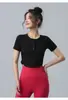 Camiseta Deportiva de Secado Rápido para Correr, Yoga, Mujer, Manga Corta, Ajuste Ceñido, Profesional, Entrenamiento de Pilates, Ropa de Fitness, Cuello Redondo, Verano