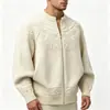 Comercio Exterior Transfronterizo Otoño/Invierno 2026 Estilo Ropa de Lujo Antigua de Punto Jacquard Cárdigan con Cremallera Talla Extra Abrigo Suéter para Hombre
