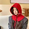 Balakra French Net Red Hat feminino Coreia do Sul inverno quente cachecol integrado capa de cabeça proteção auricular chapéu de lã chapéu de malha