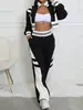 3066 Conjunto de Duas Peças Feminino Europeu e Americano Transfronteiriço Outono e Inverno Novo Top de Gola Alta com Zíper com Calça Combinando Terno para Mulheres