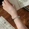 [Lian] Pulsera de Obsidiana Natural, Pulsera de Cristal Blanco y Calcedonia Azul, Nueva Joyería de Cuentas Estilo Chino, Regalo para Niñas