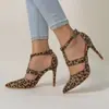 Sandálias de Salto Alto Stiletto Bico Fino Feitas Sob Medida Transfronteiriças, Estilo Europeu e Americano, Sandálias de Salto Alto com Fivela em T Vazada e Bico Fechado