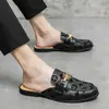 Zapatos de Cuero Transpirables de Punta Fina para Hombre, Verano 2022, Zapatillas de Moda de Punta Cerrada, Mocasines sin Espalda Estilo Británico y Coreano