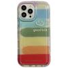 Pintura al óleo Graffiti Ins Japonés y Coreano Cara sonriente arcoíris Adecuado para Funda de teléfono iPhone 15 17Pro Funda suave Apple 11 Transparente