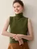 Chaleco de Punto sin Mangas de Cachemira de Lujo Ligero de Cuello Alto para Mujer, Capa Base Interior de Cuello Alto, Chal Cálido de Otoño Invierno
