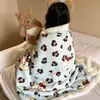 Cobertor de pelúcia de cordeiro com ar condicionado para cochilo de escritório, cartoon espesso, para quarto de casa, manta de veludo de leite para sofá