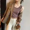 Chaleco Cálido para Mujer 2024 Nuevo Invierno Forro de Polar Engrosado Tirantes sin Mangas Base de Algodón Top Blanco