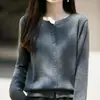 Nuevo Cárdigan de Punto con Cuello Redondo de Mezcla de Algodón y Lana Manga Larga Color Sólido Holgado Versátil para Mujer Otoño/Invierno 2026