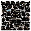 40 adesivos originais fofos de desenho animado de gato preto com cerdas pequenas, adesivos à prova d'água para mala, guitarra, copo d'água