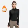 Chamarra de Yoga Engrosada para Mujer con Forro Polar, Cintura Ajustada, Corte 3D, Agujeros para Pulgar, Mangas Largas, Chamarra Cálida para Deportes y Fitness