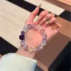 Fragmentos de Estrela Névoa RoxaPulseira Original de Cristal Roxo Natural com Elementos Roxos, Brancos e Fogo Roxo Semelhantes a Gelo Triturado