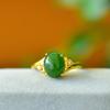 Anillo de jade hetiano con incrustaciones de cobre y jaspe natural para correr, anillo, joyería para mujer, suministro en vivo al por mayor
