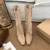Botas Femininas de Cano Alto com Salto Escondido, Botas Femininas da Moda com Fivela, Bico Quadrado, Estilo Novo, Amassadas, Botas de Motociclista, 2026, Botas de Duas Vias, Removível