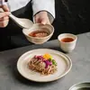 Juego de cuenco y plato estilo rústico para una persona, vajilla de hotel, cuenco de arroz para uso doméstico, presentación de restaurante de cerámica estilo pastoral