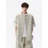 Camisa Retro de Estilo Chino con Botones y Manga Corta para Hombre, Ropa de Verano, Tallas Grandes, Moderna, Corte Holgado, Top de Media Manga para Personas Altas y Corpulentas