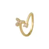 Distrito Lu Temu Más Vendido 26 Letras Inglesas Microincrustado Circonita Moda Anillo para Mujer Chapado en Cobre con 18K Anillo Abierto