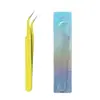 Pinças para Cílios Postiços Pinças para Nail Art DIY Pinças para Técnicos de Cílios Pinças para Extensão de Cílios Pontas Curvas e Retas Personalizável