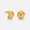DazanIns Pendientes de Moda Transfronterizos Europeos y Americanos Chapados en Oro Real de 18 Quilates Estilo Hepburn Elegante Bola de Lava Hueca