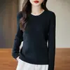 Camisa básica de malha veludo Andy de três fios com mangas compridas para mulheres, modelagem solta, gola redonda, suéter quente, novo modelo grosso para outono e inverno