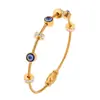 Pulseira de Aço Titânio para Mulheres, Olhos com Gotejamento de Óleo da Moda Europeia e Americana, Pulseira Deslizante e Não Desbotável com Cravação de Diamantes, Pulseira Aberta de Fio
