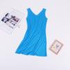 Tangge Nuevo Camisón de Seda Falda Slip Camisón Seda de Morera Suelto Cuello en V Base Combinable Ropa para el Hogar Vestido Largo