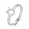 Anillo Sencillo Personalizado de Plata de Ley S925 Sin Circonita para Mujer Sin Incrustaciones Sencillo de Cuatro Garras Ovalado 5*7mm