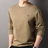 Hengyuanxiang Algodão Bordado Camiseta Pesada Camisa Base de Manga Longa Masculina 2024 Outono e Inverno Novo Suéter de Manga de Pescoço
