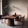 Mesa de Tabuleiro Grande de Olmo Velho Retrô Mesa de Chá para Escritório Comercial Hospitalidade Mesa de Chá Kung Fu de Escritório Combinação de Mesa e Cadeira
