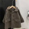 Casaco de Inverno Infantil Novo Estilo Coreano Bebê Retrô Dupla Face Casaco Meninas Lã Grossa Corta-Vento Exportação