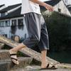 Pantalones cortos de lino de verano para hombre de estilo chino nuevo, pantalones casuales de lino de algodón, pantalones capri de estilo chino, pantalones de talla grande de largo medio