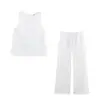 Traje casual sin mangas bordado transfronterizo, conjunto de dos piezas con pantalones rectos holgados, ropa de casa para mujer estilo vacacional al por mayor
