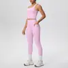 Conjunto de Roupa de Fitness e Yoga com Cores Sólidas Respiráveis de Ajuste Slim, com Bolsos e Calça Longa, Textura tipo Nuvem Transfronteiriça
