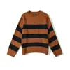 Estilo Perezoso Cuello Redondo Manga Larga Rayas Contrastantes Tejido Moda Otoño Versátil Holgado Aspecto Adelgazante Suéter Casual de Punto
