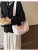 Bolsa de Axila Plissada em Forma de Meia-Lua Cor Rosa Nude Curativo Estilo Simples Japonês Coreano Estudante Universitário Estilo Suave Compras Diárias na Rua Bolsa Transversal
