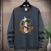 Sudadera Nueva para Hombre de Primavera y Otoño Pulóver de Tejido Compuesto para Hombre Cuello Redondo Holgada Talla Grande Deportiva Casual Dragón Chino Pesado