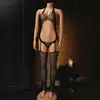 Lencería colorida y sexy, estilo transfronterizo europeo y americano, mono ajustado hueco para mujer de talla grande con tirantes halter