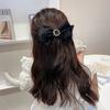 Horquilla de organza con estampado de diamantes, estilo coreano, elegante, con personalidad, con resorte para la parte trasera, accesorios para el cabello que combinan con todo.
