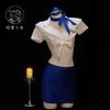 Uniforme Sexy de Aeromoza Top Corto con Falda que Cubre la Cadera para Niñas con Pajitas, Vestido de Noche Sexy de Juego de Rol de Secretaria para Discoteca 2067