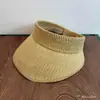 Sombrero de Copa Vacío Tejido de Lino de Verano para Mujer, Lujo Ligero, Plegable, Casual, Versátil, Sombrero para el Sol, Sombrero para el Sol de Viaje al Aire Libre
