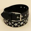 Cinto de Couro Feminino com Rebites Punk, Cinto Largo com Ilhós para Jeans, Acessório Único para a Cintura, Estilo Moderno