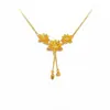 Tienda de Oro Mismo Estilo Loto Vaina de Loto Arena Dorada Collar de Oro para Mujer Nuevo Estilo Chino Cadena para Clavícula Exquisita de Alta Gama Nuevo Producto