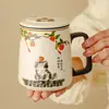 Taza de té de cerámica con tapa para uso en la oficina, con separación de té y agua, adecuada para uso doméstico y té Kung Fu