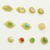 Conector de perla con incrustaciones de oro antiguo, pulsera de bricolaje, collar, cuentas de jade de oro arena, cuentas sueltas, accesorios