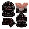 Platos de Papel para Fiesta Más Vendidos de Amazon, Sets de Globos con Estampado Caliente de Colores, Varios Juegos de Vajilla para Fiesta a Juego por Color